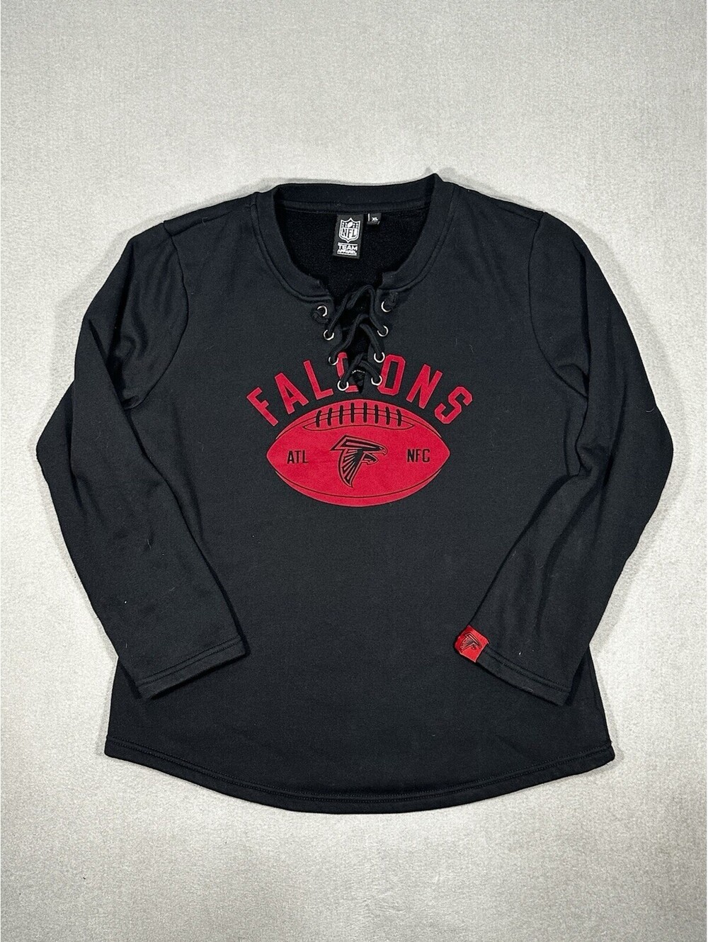 NFL Atlanta Falcons Lace Up Sweatshirt Womens XL Black Pullover